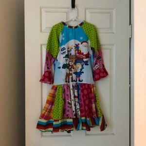 Cute Christmas and Rudolph upcycle dress sz 8-9